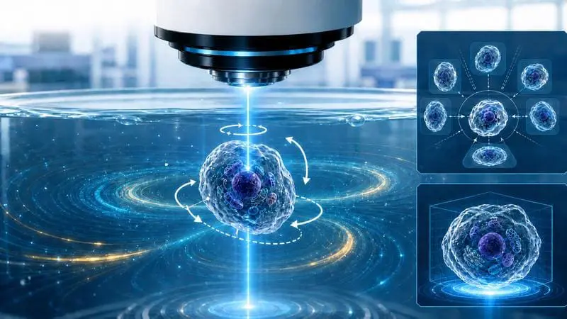 Laser rotates microscopic samples in all spatial directions without contact